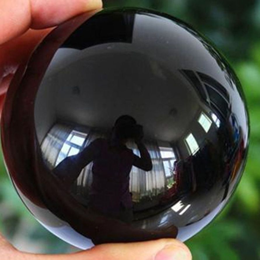 Natural Black Obsidian Sphere Quartz Crystal Magic Ball Healing Reiki Rock Stone Collectibles Without Base