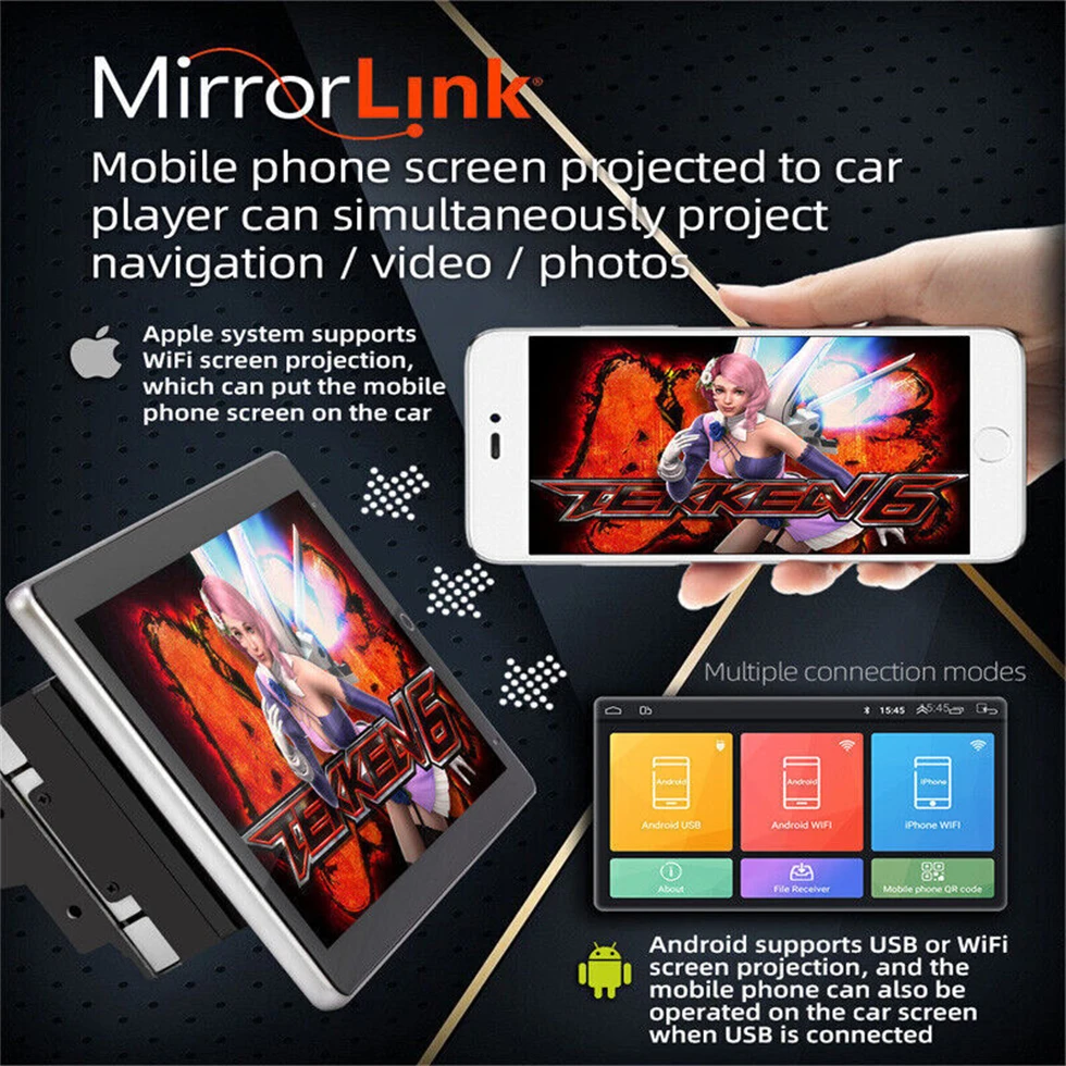 Android 13 10.1 inch Automatic Rotate Car Radio Android Auto Apply Carplay DVD Multimedia Player Car Stereo GPS Universal 2Din
