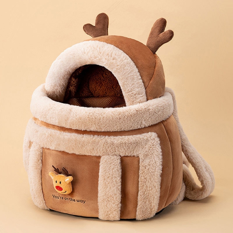 Pet Carrier Backpack Warm Travel Bag for Cat Dog Portable Small Animal Cage Outgoing Plush Bag Cat Winter Travel Bag