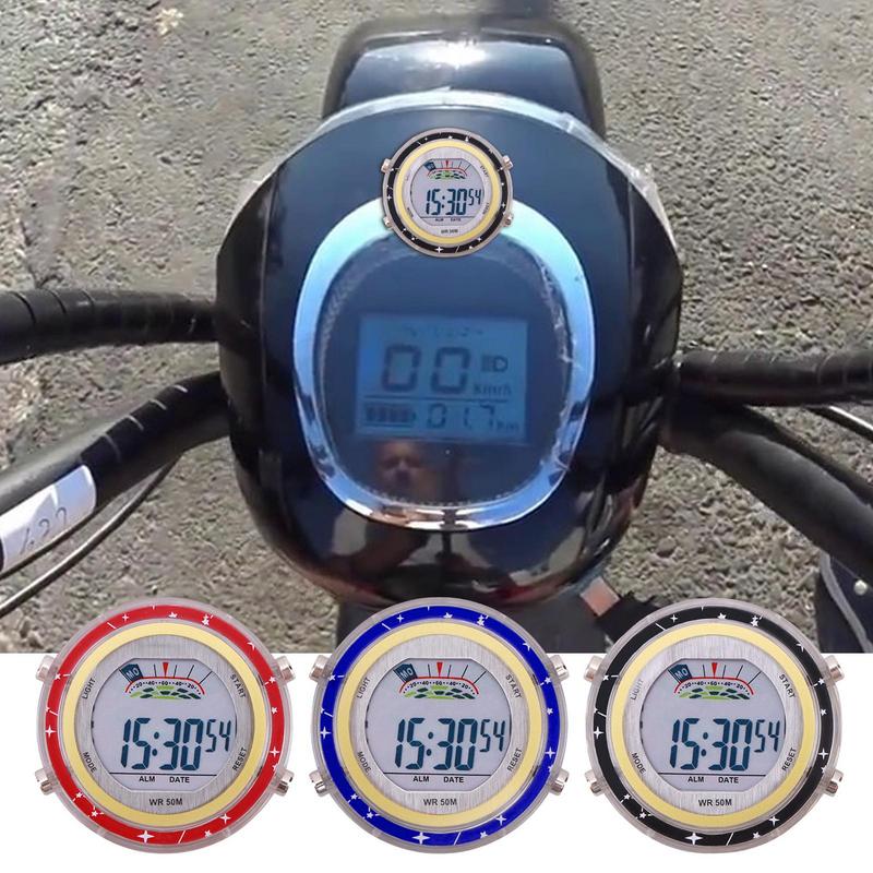 Motorcycle Handlebar Watch Waterproof Handlebar Clock With Glowing Dial Stick-On Motorbike Mount Mini Digital Clock For Bike Car