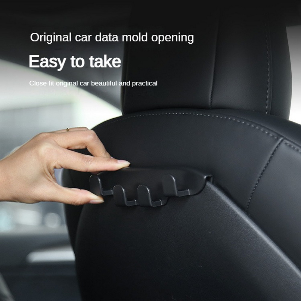 Seat Phone Car Rear Holder for Tesla Model 3/Y Back Seater Headrest Bracket Hanger with 4 Hooks Bag Organizer Car Accessories smile