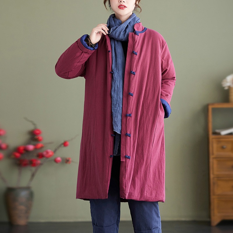 Women Traditional Chinese Style Qipao Coats Fashion Oriental Clothing Winter Tops Retro Quilted Hanfu Tang Suit Robe 13046