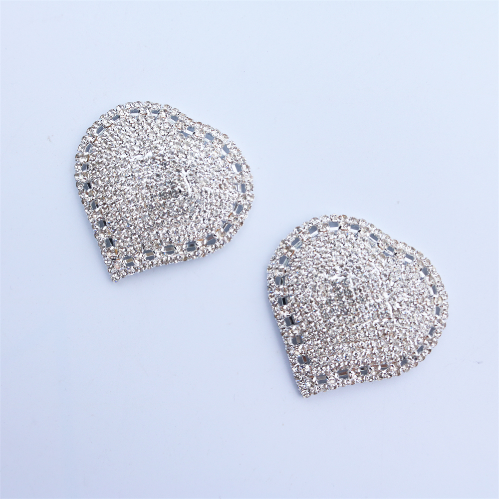 1Pair Shine Heart Rhinestone Nipple Stickers for Women Sexy Cover Bra Crystal Chest Accessories Nightclub Prom Breast Jewelry
