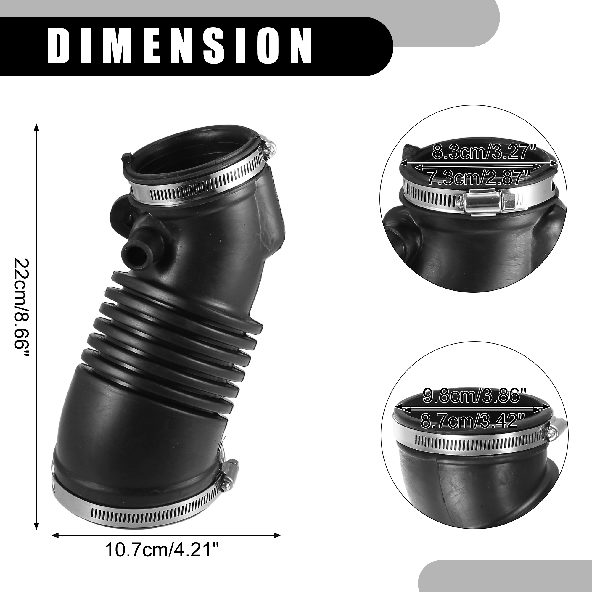 UXCELL Air Cleaner Intake Hose Tube with Clamps for Honda Odyssey 3.5L 2005-2006 Black 17228RGLA00 5ff8d