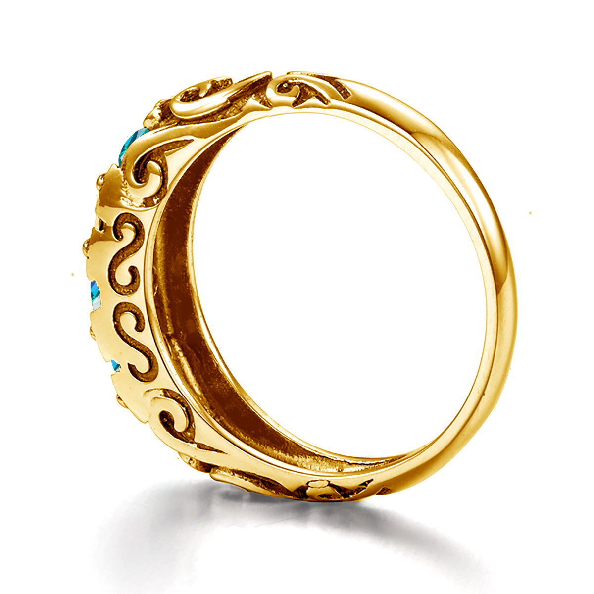 Brand Gold Mystic Topaz Ring For Women Rainbow Color 5 Stone Wedding Band Curved Vitoria Jewelry Gift Female High Quality 36e8d