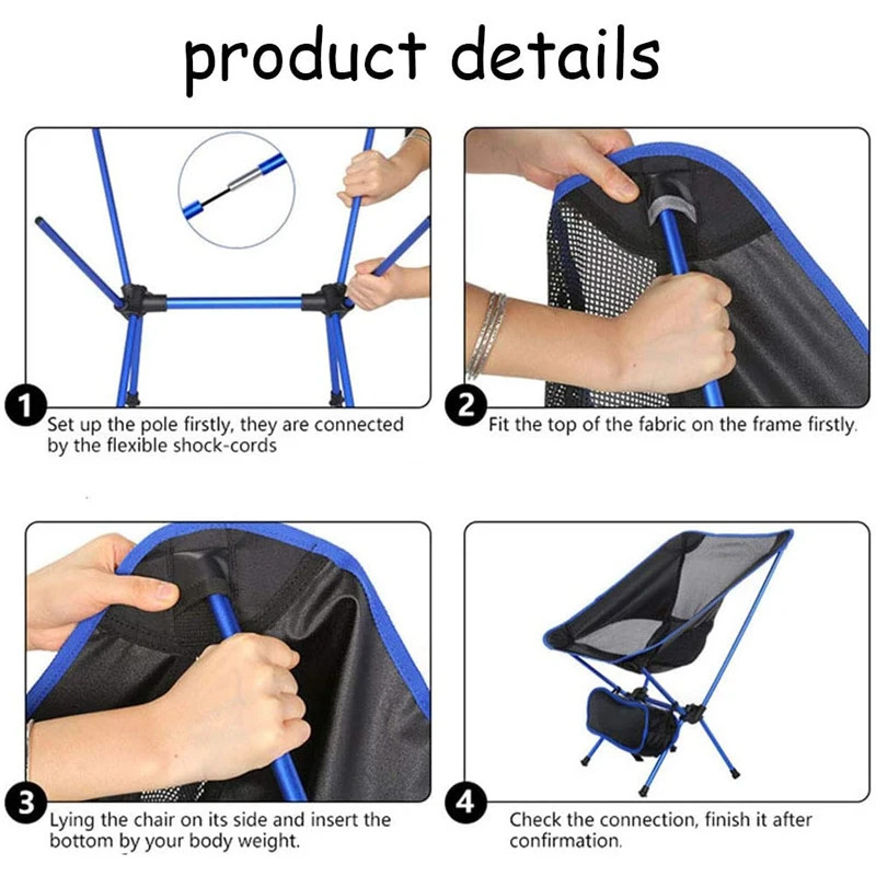 Outdoor Camping Chair Garden Beach Hiking Picnic Seat Portable Detachable Folding Fishing Chair Ultralight Camping Tools 240618