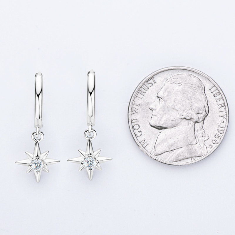 DJMAX Star Original 925 Sterling Silver Lady Moissanite Diamond Hoop Earrings New 0.12ct Moissanite Earrings for Women 2023