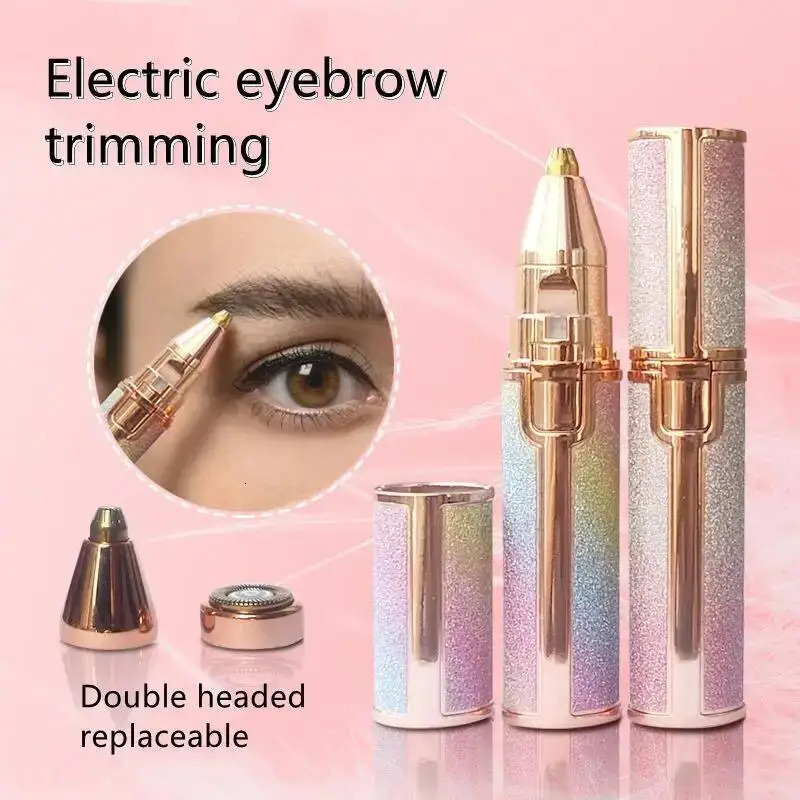 Portable 2 IN 1 Electric Epilator Eyebrow Trimmer Womens Body Lip Epilator Rechargeable Mini Painless Razor Shave Shaver 240621
