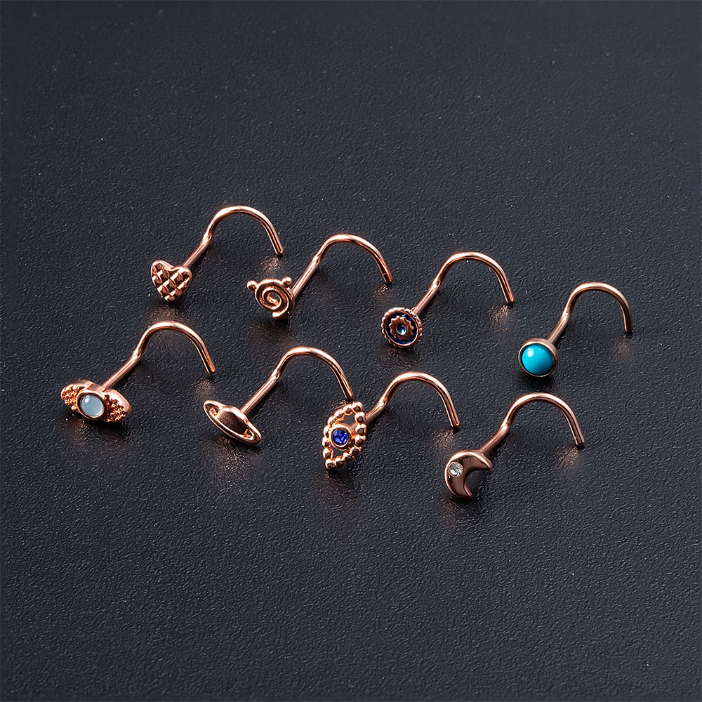 3PCS Pink Crystal Bend Nose Piercing Stud Set Spider Nose Ring Bulk Twist Butterfly Nose Rings And Studs Pack Piercing Nariz Lot 8dc58 5 81fdc