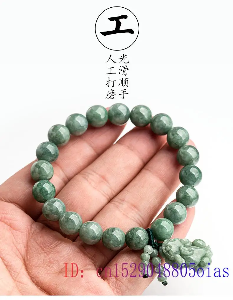 Burmese Jade Pixiu Bracelets Carved Bangles Talismans Jadeite Gemstones Women Real Green Bead Jewelry Amulets Designer Natural