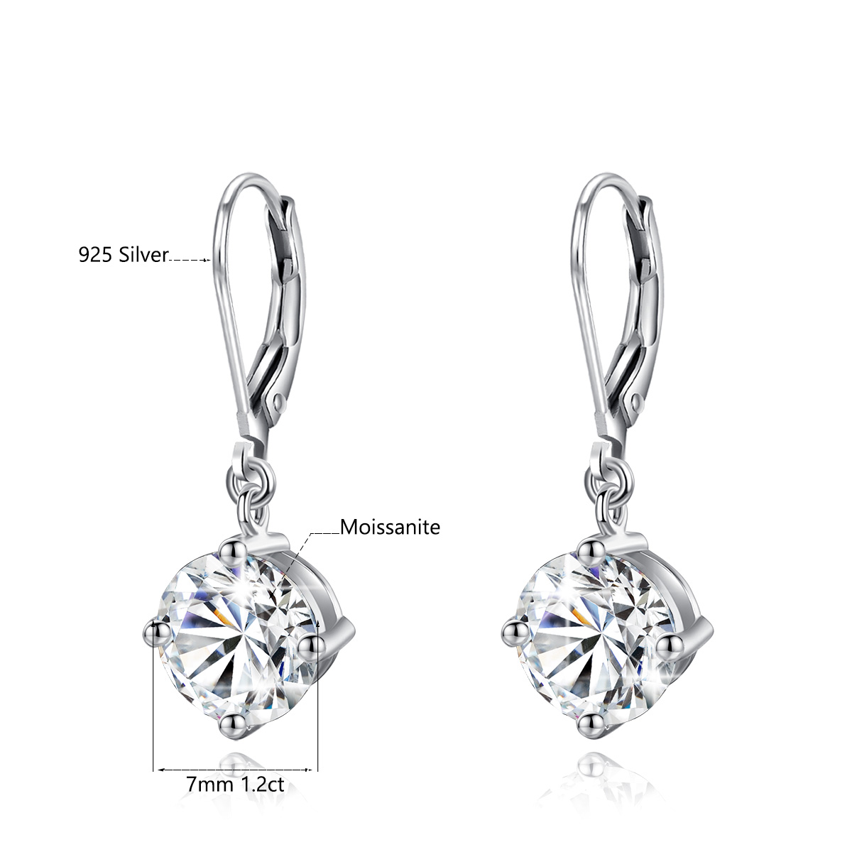 Certificated Moissanite Earrings For Women 100% 925 silver Long Dangle Earings Pass Diamond Tester Lever Backs Luxury Jewelry ME