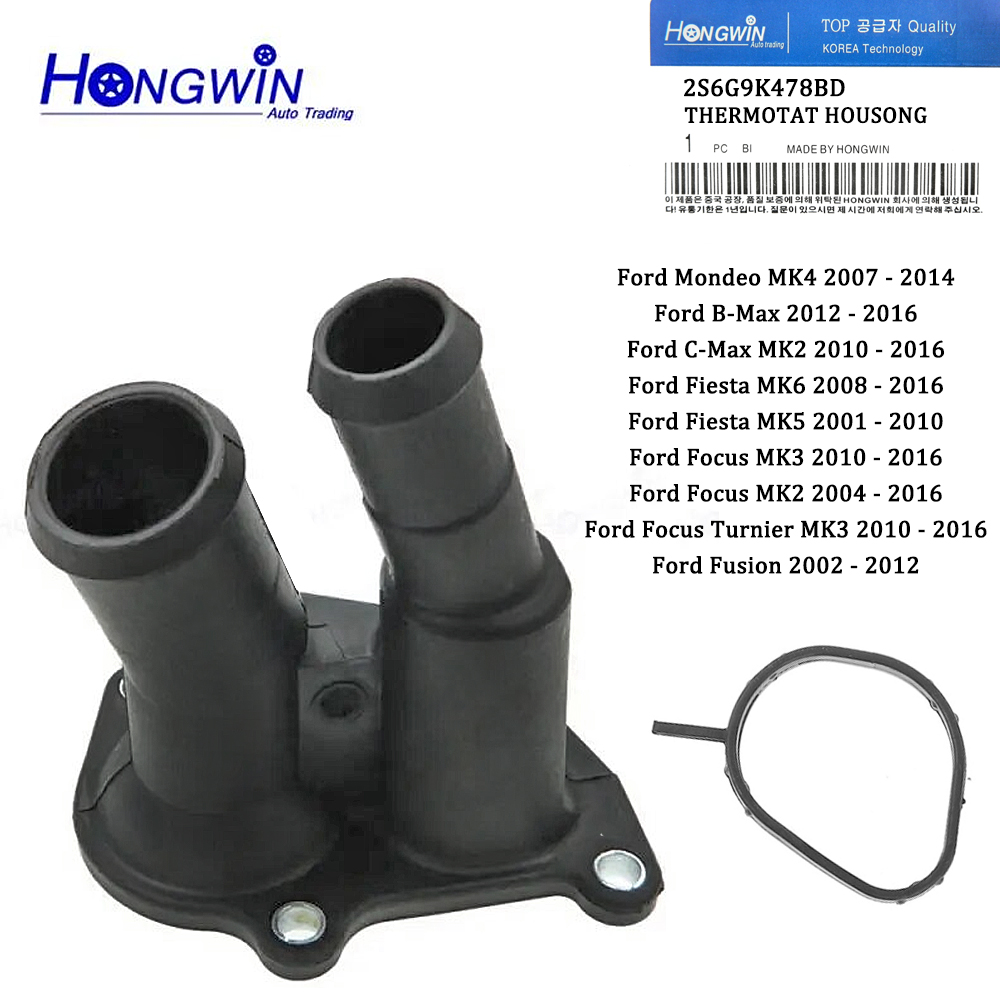 For Ford Fiesta 5 6 Focus 3 C-Max 2 eo 4 Fusion Thermostat Housing 2S6G9K478BD 2S6G-9K478-BD 2S6G9K478BC 1707050