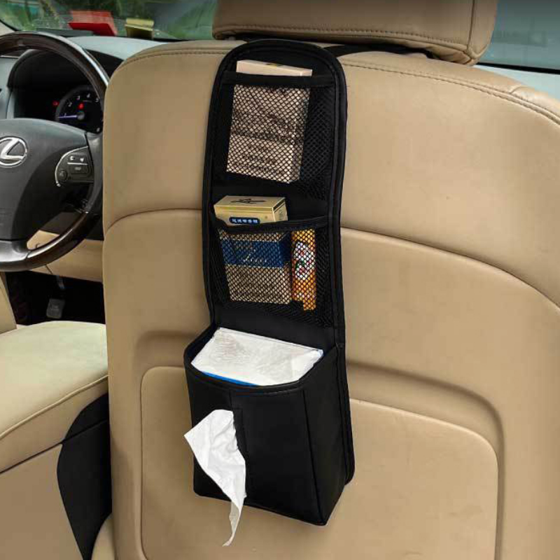 Car Seat Organizer Storage Bag Hanging Auto Seat Side Tissue Holder Multi-Pocket Drink Holder Pocket Car Accessories Interior