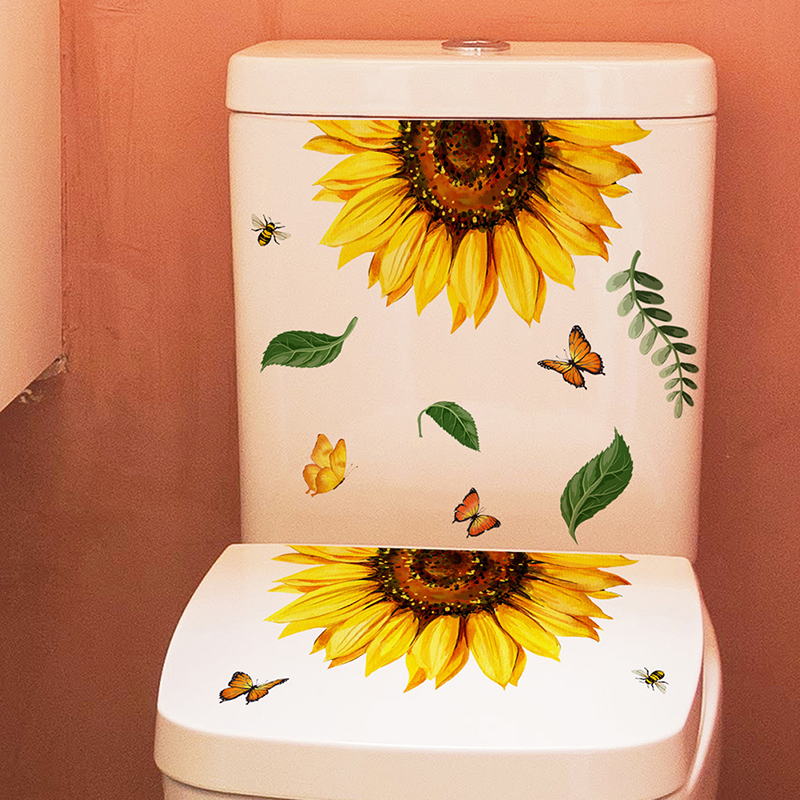 Sunflower Wall Sticker Bathroom Toilet Decor Living Room Cabinet Home Decoration