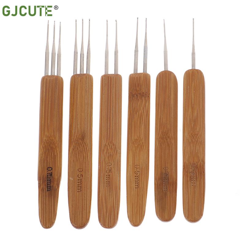 3Pcs/set Dreadlock Needle for Braid 0.5mm/ 0.75mm Natural Bamboo Dread-Lock Hair Weaving Tool Crochet Hook Dreads