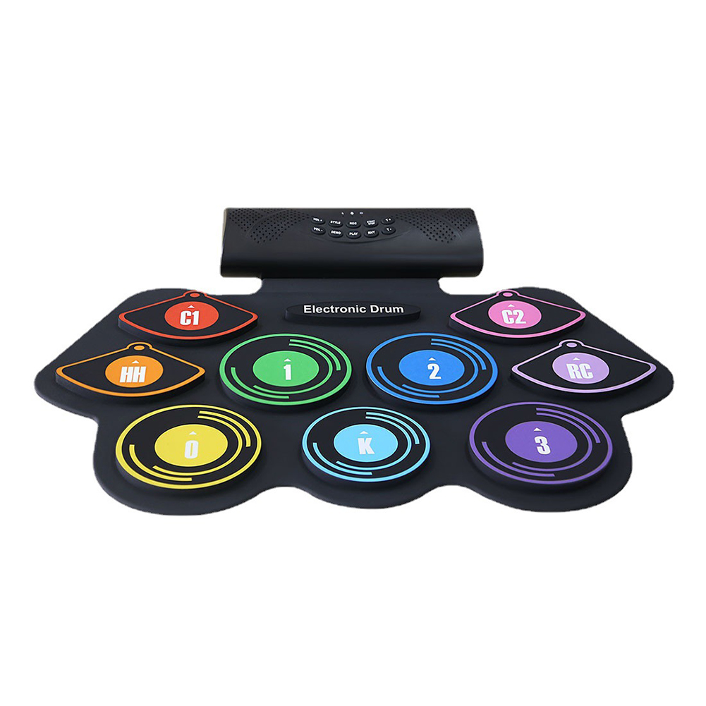 Electronic Drum Set Built-in Speaker 9 Pads Roll Up Drum Kit with Drumsticks Sustain Pedal Christmas Birthday Gift