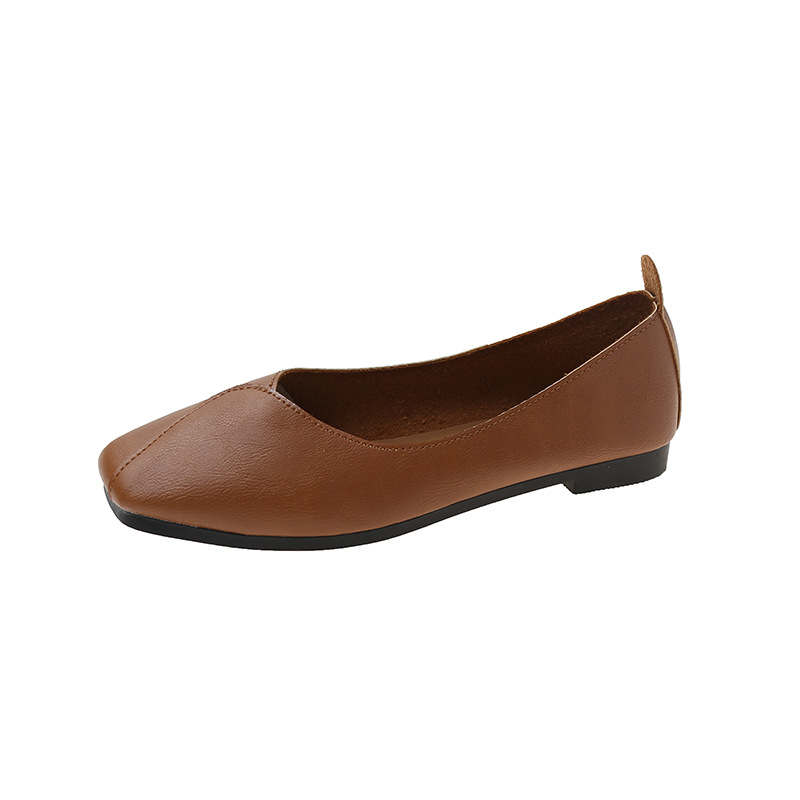 Flat single shoes women 2024 spring and summer new simple solid color light mouth slip-on lazy bean shoes