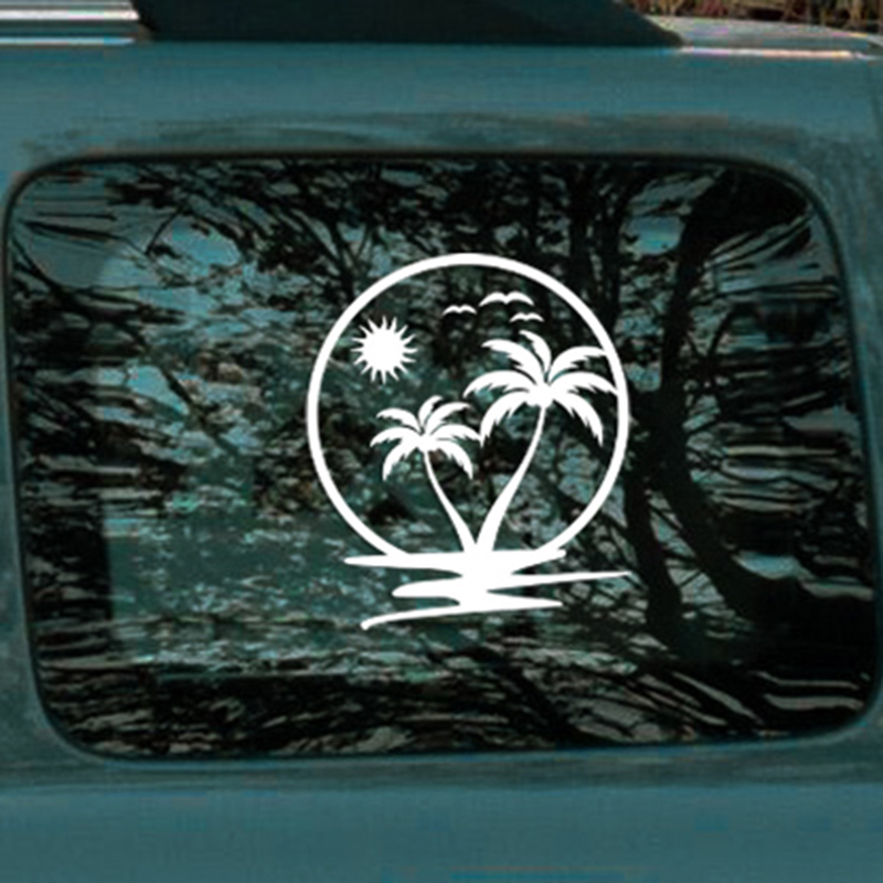 Coconut Tree Stickers Vinyl Waterproof Laser Reflective Trend Decor Sticker For Car Body Self-adhesive Colorfast