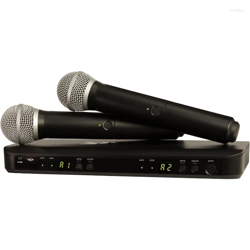 Microphones BLX288/PG58 Handheld Vocal Microphone Dual Channel Receiver Perfect For Church Karaoke