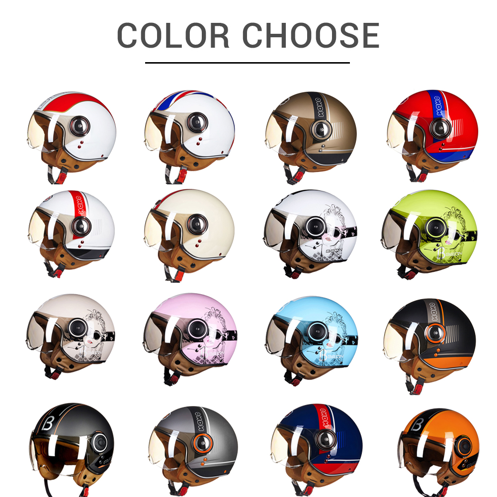 BEON Motorcycle Helmet Chopper 3/4 Open Face Vintage Moto Helmet Moto Capacete De Moto Men Women Moto Scooter Motorbike Helmet