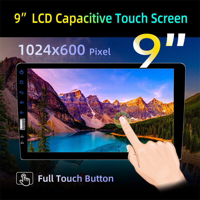 1 Din Car Stereo Radio 9'' Touch Screen D-Play Universal Car Multimedia MP5 Player Bluetooth FM Radio Support Rear View Camera
