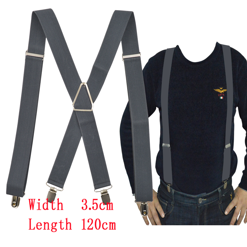 Suspenders for Men 3.5cm Wide Clip Adjustable Elastic Trouser Braces Straps black Heavy Duty Big Gallus Wholesale Retail