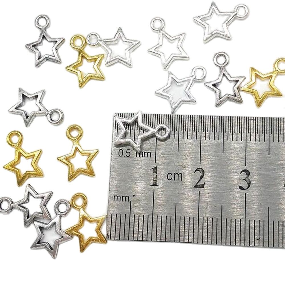 100Pcs Hollow Star Nail Art Charms 3D Metal Gold Silver Star Nail Dangle DIY Piercing Jewelry DIY Pendant Manicure Accessories