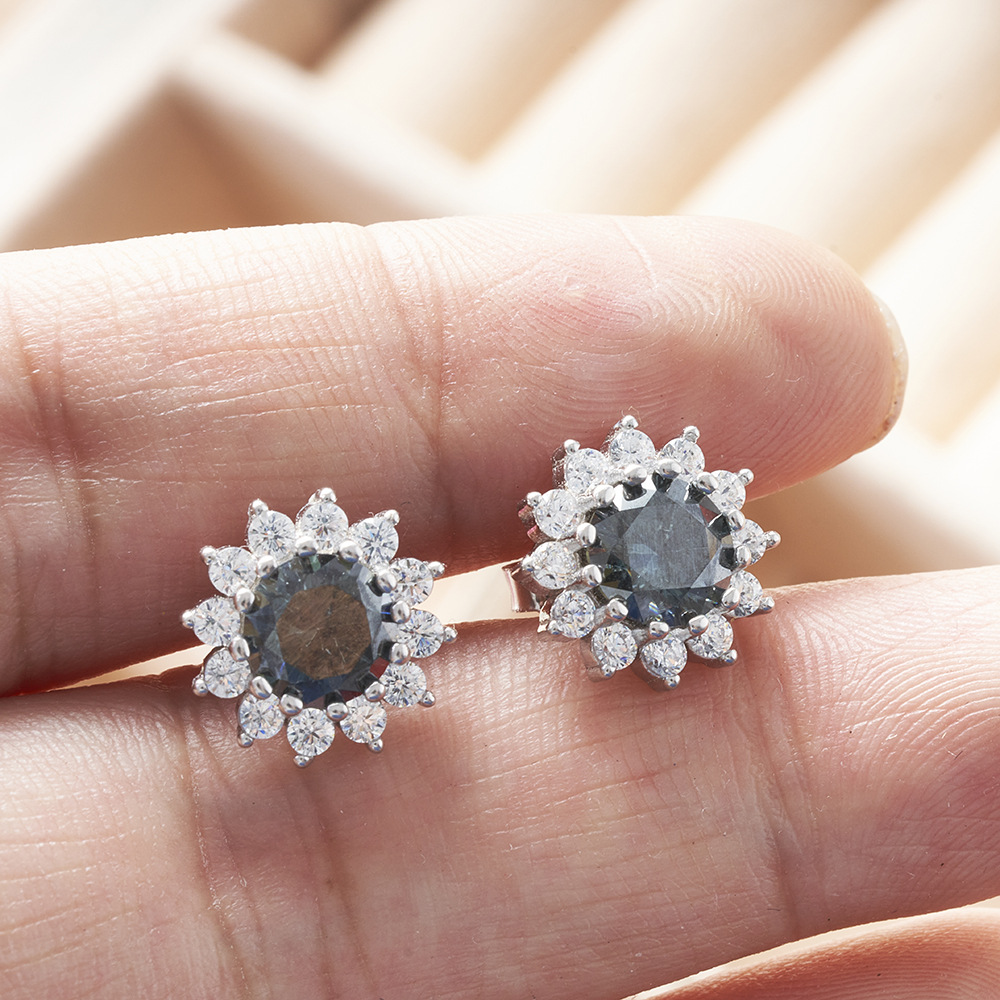 Moissanite Ddmysmile Flower ddmysmile Shape 1Ctx2 Earrings For Women Lab Grown Dia Ear Studs Sterling Sier Fine Jewelry Gift Smile