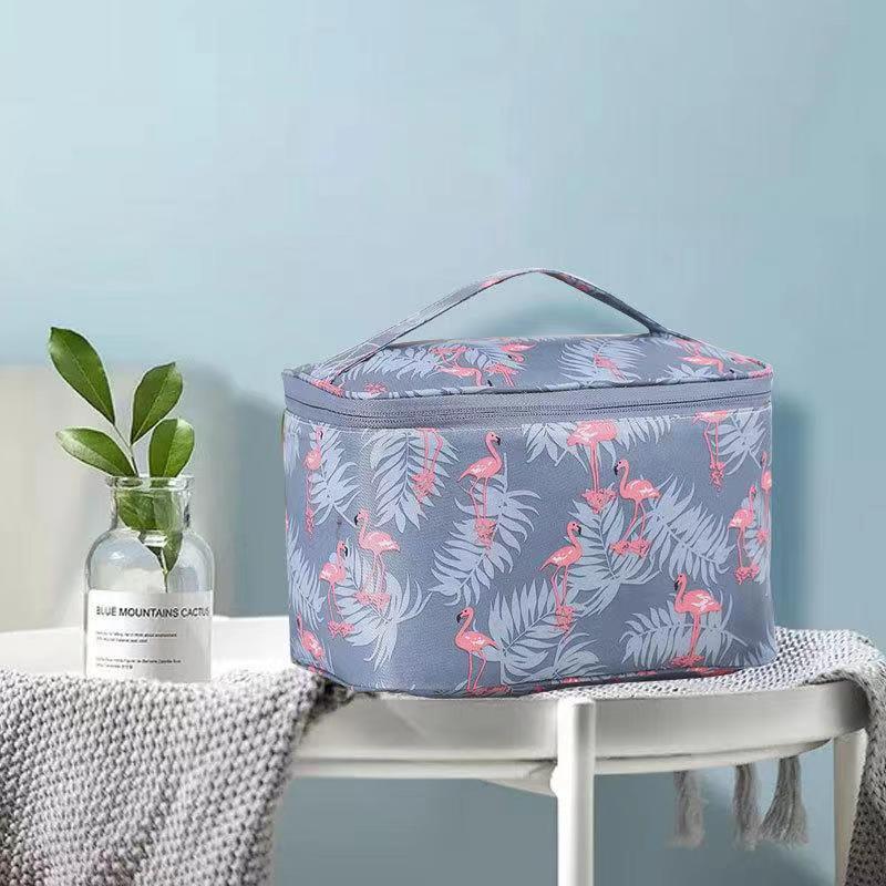Makeup Bag Portable Cosmetics Makeup Brush Large Capacity Travel Flamingo Double Grey a04d3 5 48141