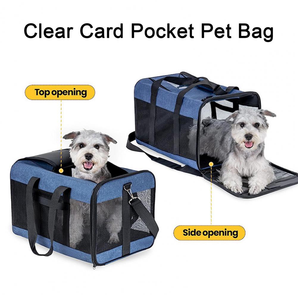 Portable Cat Carrier Bag Breathable Mesh Anti-Lost Pocket Smooth Zipper Pet Out Pouch For Puppy Travel