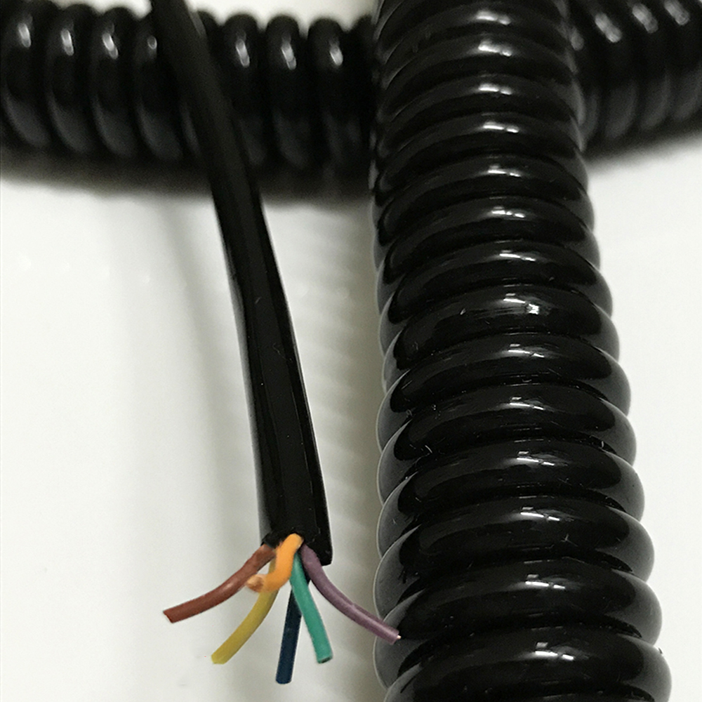 6 core 8 core Automobile Spiral Cable Electrostatic Twisted Bare Copper Wire Spiral Cable for CNC Machine Tools