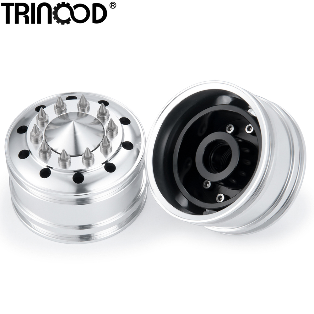 TRINOOD Aluminum Front Wheel Hub Rims for 1/14 Tamiya Truck Tractor VOO MAN 770S R470 R620 FH12 Upgrade Parts