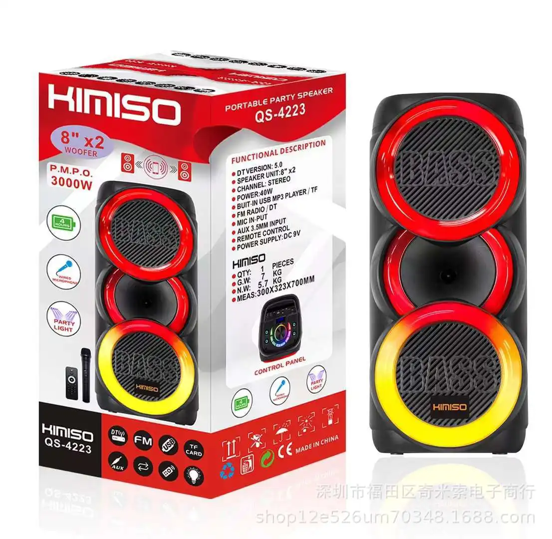 3000W peak power Bluetooth speaker dual 8-inch LED color lighting karaoke speaker wireless subwoofer caixa de som bluetooth