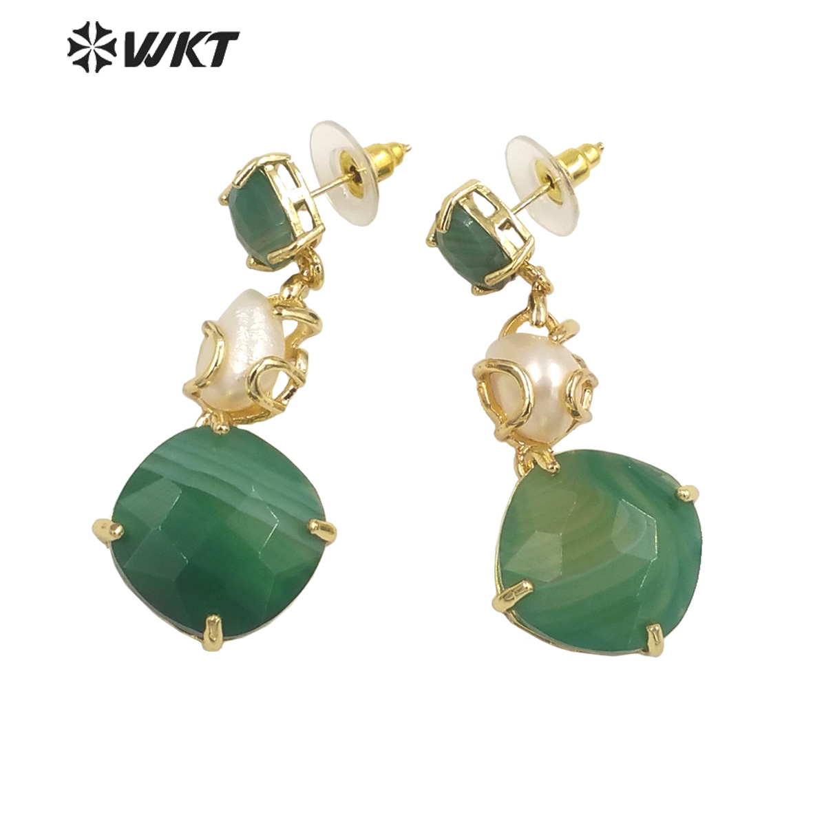 WT-MPE116 WKT 2023 Charming Style Jewelry Real Pearl & Agate Making Earring Supplies Dance Party Good Quality New Party