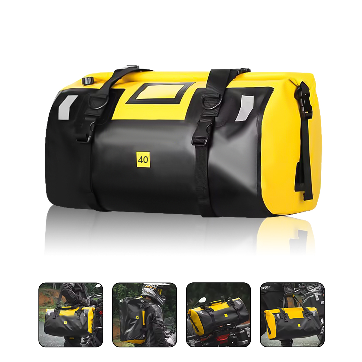 Waterproof Motorcycle Tail Travel Outdoor Dry Roll Pack 40L Motorbike Scooter Sport Lage Rear Seat Bag