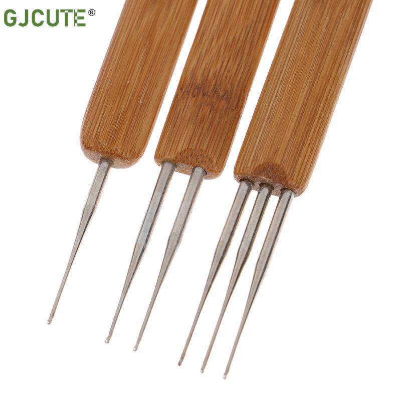 3Pcs/set Dreadlock Needle for Braid 0.5mm/ 0.75mm Natural Bamboo Dread-Lock Hair Weaving Tool Crochet Hook Dreads