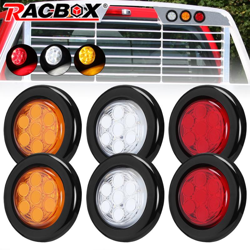 2inch Round led Side Marker Lights Truck Side Lights 12V Trailer Lorry Clearance Lights Rear tali stop lamp Yellow Red White