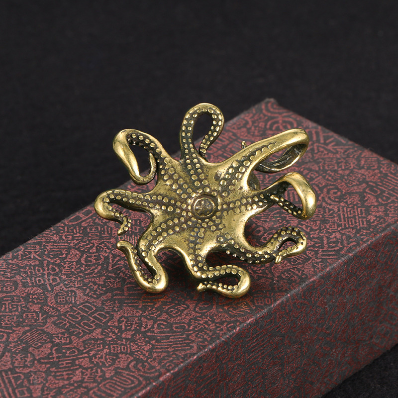 Creative And Interesting Solid Pure Copper Octopus Ornaments Tea Pet Desktop Handle Crafts Collection