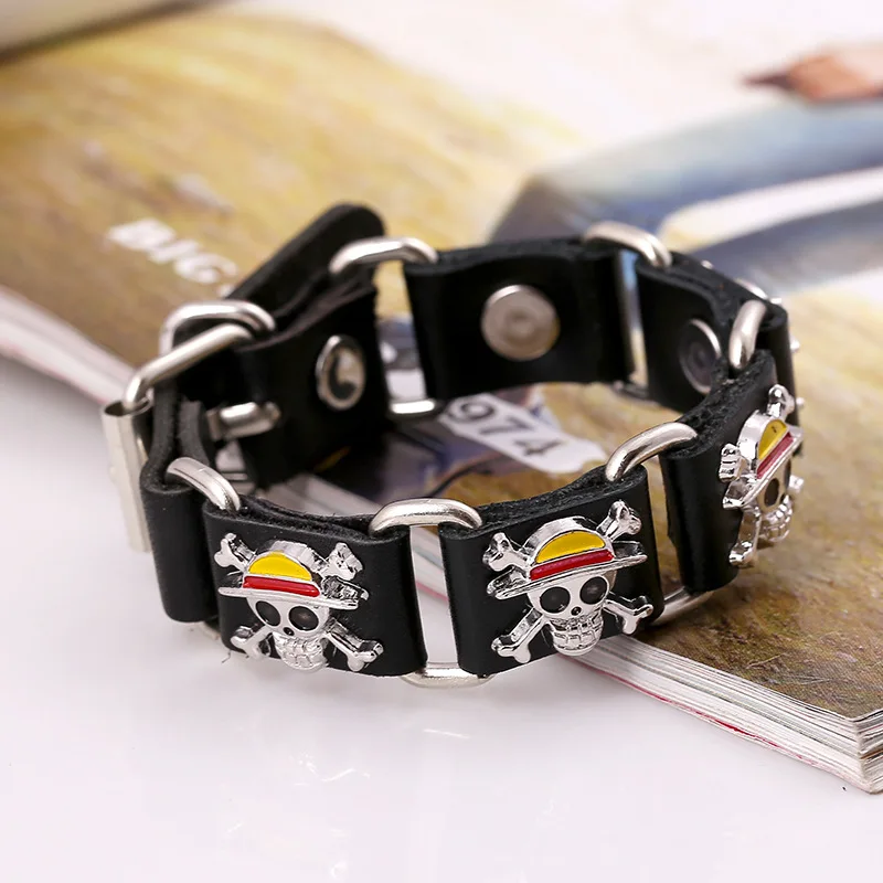 Newly Classic Japan Anime Bracelet Wooden Beads Multilayer Leather Bracelet Punk Black Wrap Wristband Accessorie