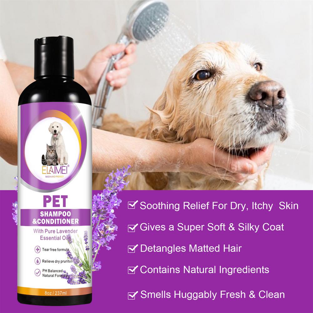 237ML Pet Hair Softening Shampoo Pet Shower Gel Removing Mites and Dirt Body Wash for Puppy Dog Cat Pet Cleaning Bath Gel