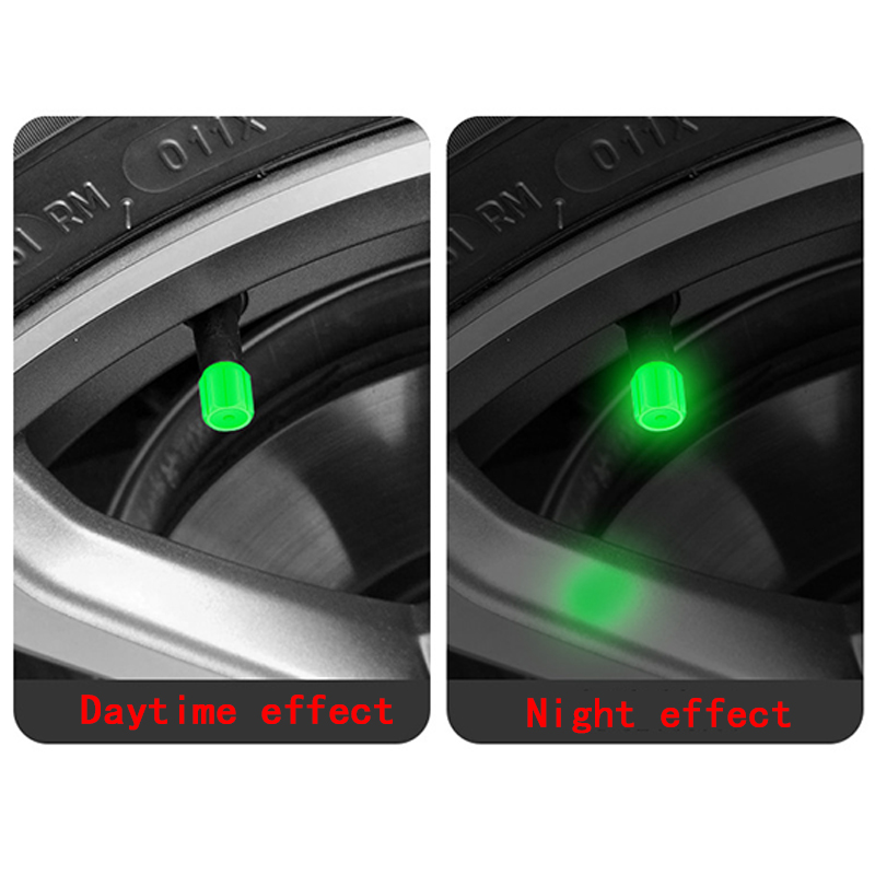 New Luminous Tire Valve Caps 4-24Pcs Car Wheel Hub Glowing Dust-proof Decorative Tyre Rim Stem Covers Auto Exterior Accesorios