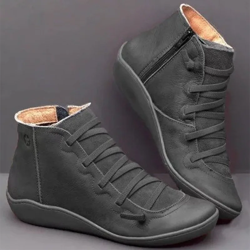 Women's Winter Snow Boots Spring Flats Retro Ankle Boots Leisure Lace Up Women Fur Short Boots for Women 2024 Bota Feminina