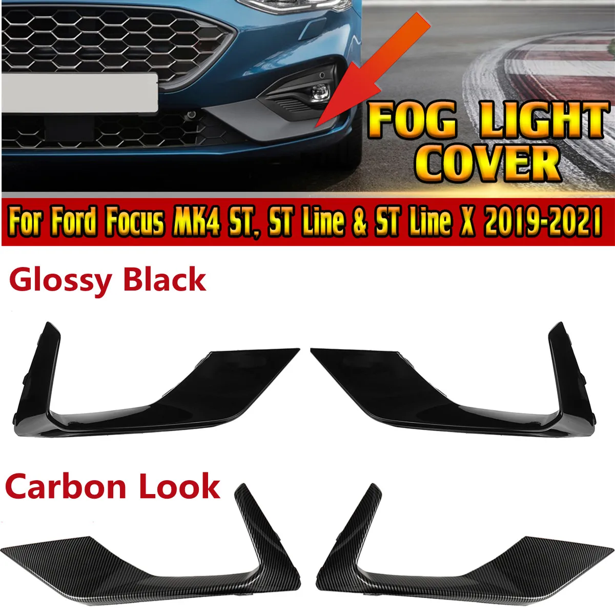 Pair Car Front Fog Light Cover Moulding Trim Fog Light Grill For Ford Focus MK4 ST, ST Line & ST Line X 2019-2021 Fog Lamp Cover