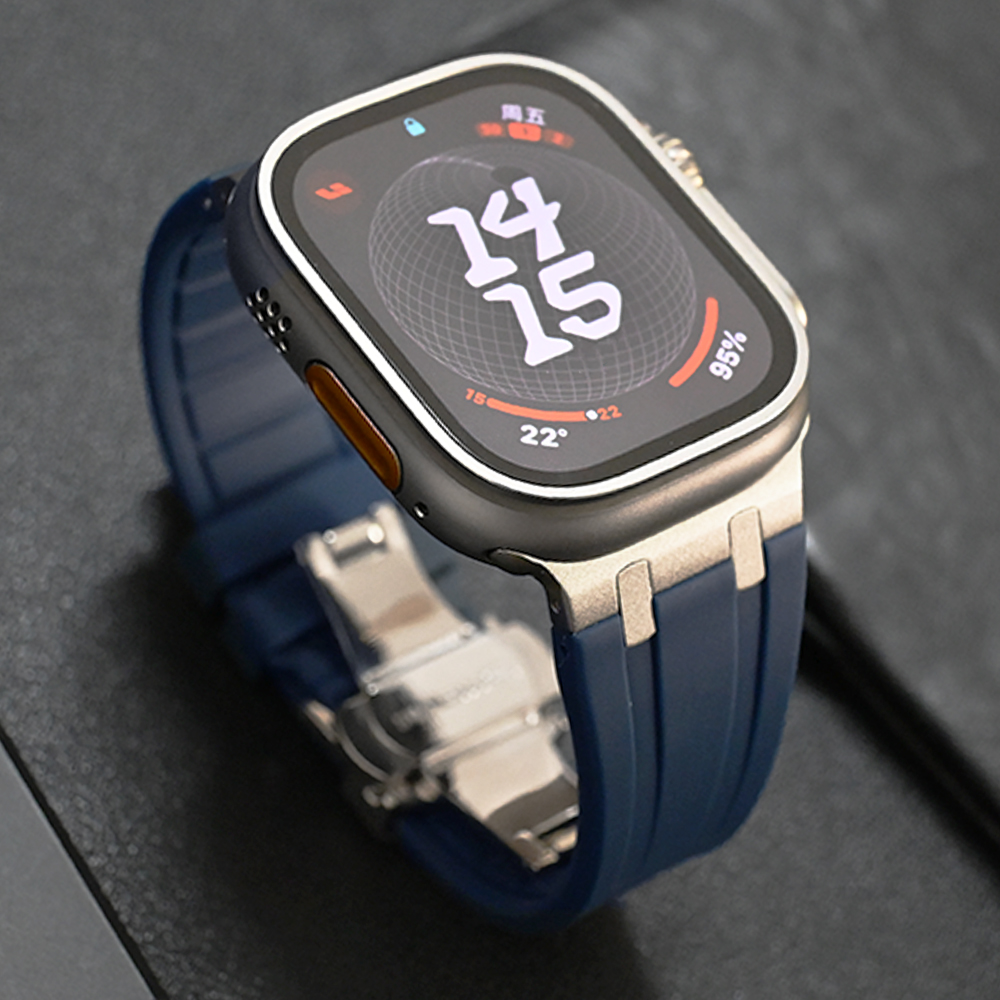 Band for Apple Watch Series 9 Ultra 2 49mm 45mm 42 44mm Butterfly Clasp Strap for iWatch 9 8 7 se 6 5 4 Silicone Sports Bracelet