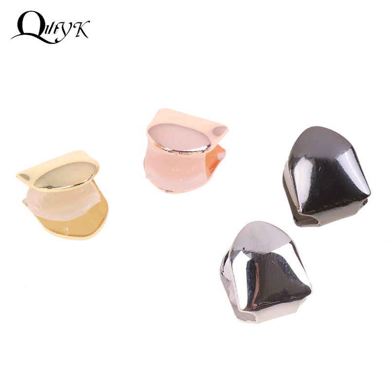 4 Colors Custom Fit Gold Plated HipHop Single Tooth Grillz Cap Top Bottom Dental Grill Teeth Caps Halloween Cosplay