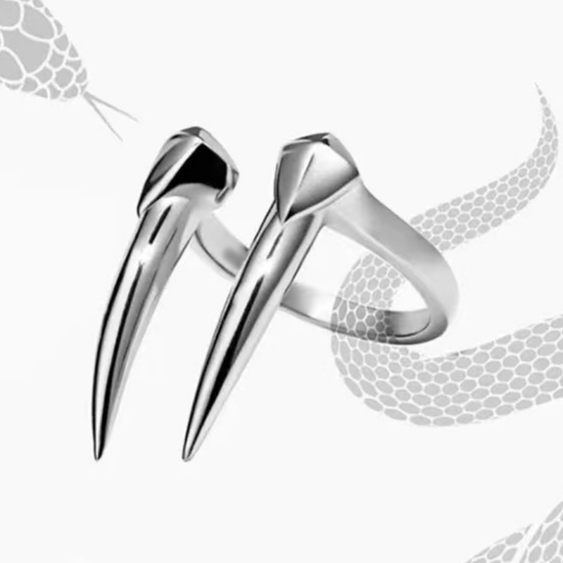 Gothic Punk Silver Color Vampire Teeth Fangs Finger Ring for Men Women Hip Hop Chic Open Rings Adjustable Party Jewelry Gifts