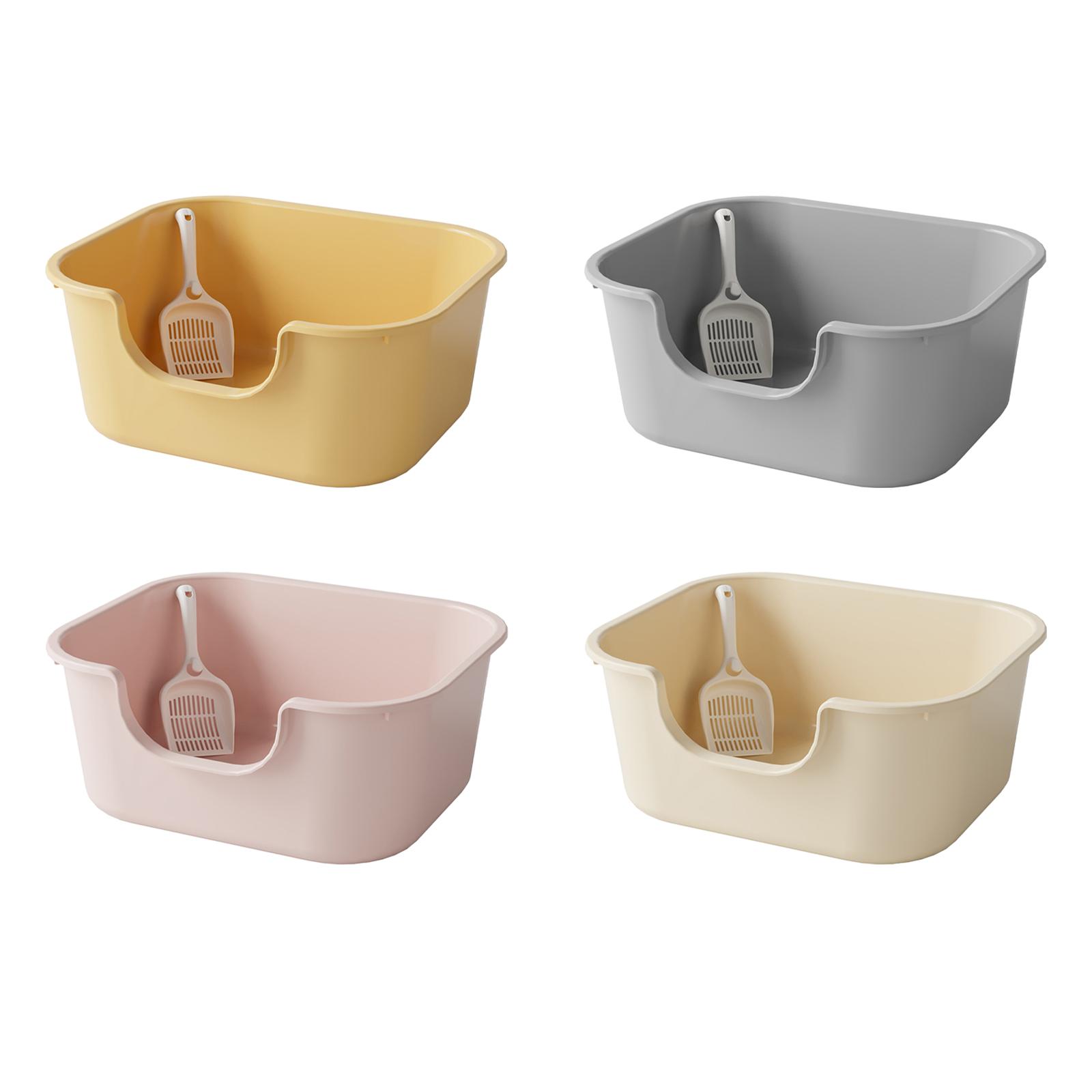 Open Top Pet Litter Tray High Sided Cat Litter Tray Anti Splashing Bedpan Cat Litter Basin for Small and Large Cats Large Space