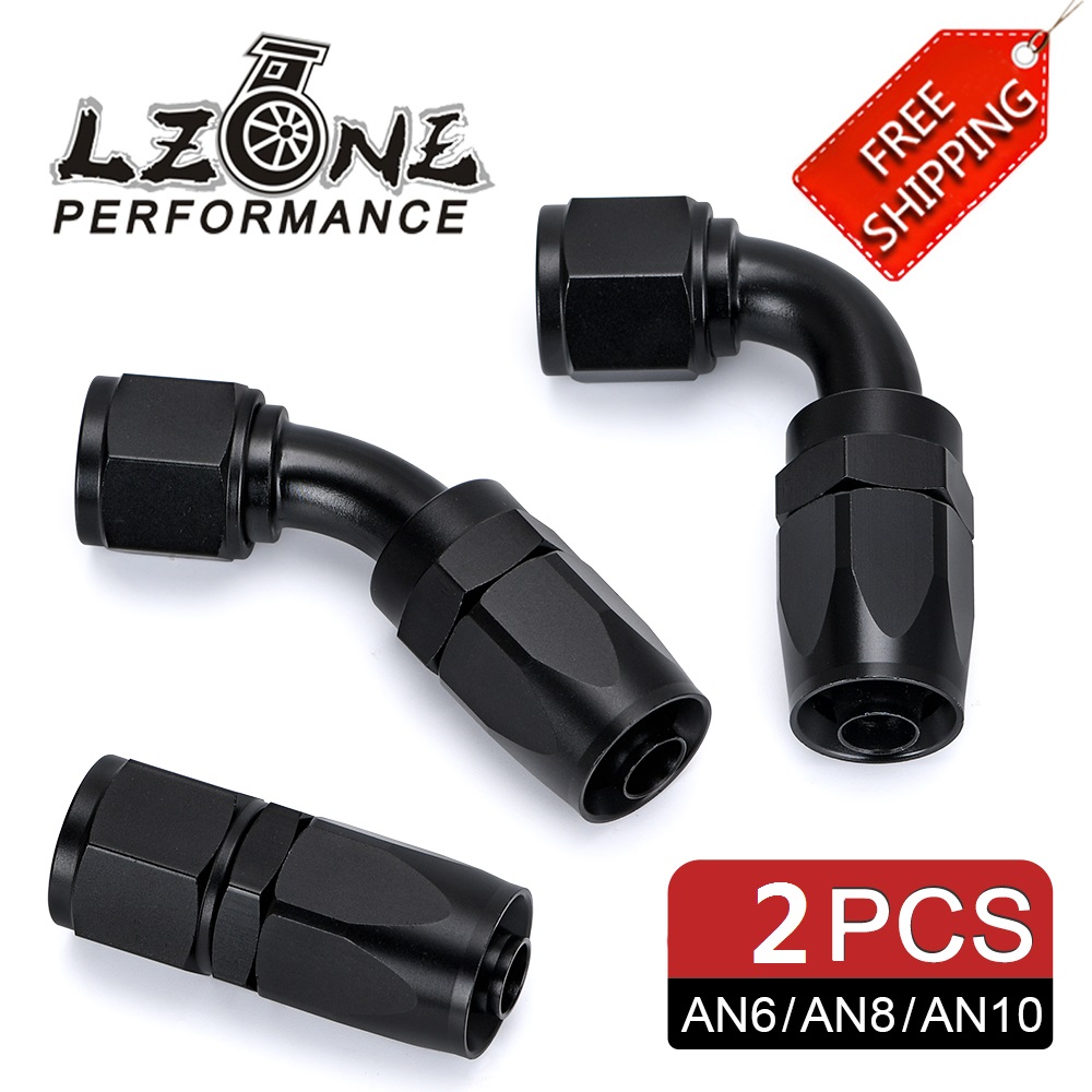2PCS AN4 AN6 AN8 AN10 Straight 45 90 180 Degree Fuel Swivel Fitting Oil Hose End Adaptor Kit