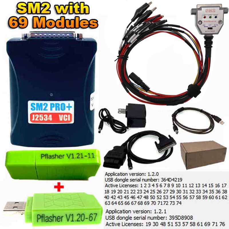 Original Chip SM2 Pro+ 2.21.22 J2534 VCI ECU Programmer With PFLASHER 1.21 1.20 69 Moudels For Chevrolet for Kia/Hyundai Gearbox