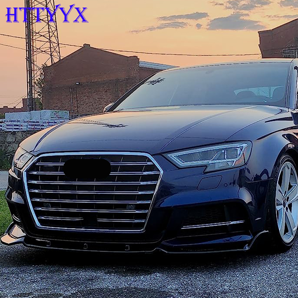 Gloss Black Car Front Bumper Splitter Lip Diffuser Body Kit Spoiler Guard For Audi A3 S3 8V S-Line 2017 2018 2019 2020